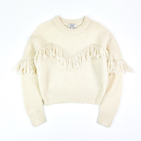 & Other Stories Sweaters - & Other Stories Wool Alpaca‎ Cream Fringe Ribbed Knit Sweater Women’s Size Small
